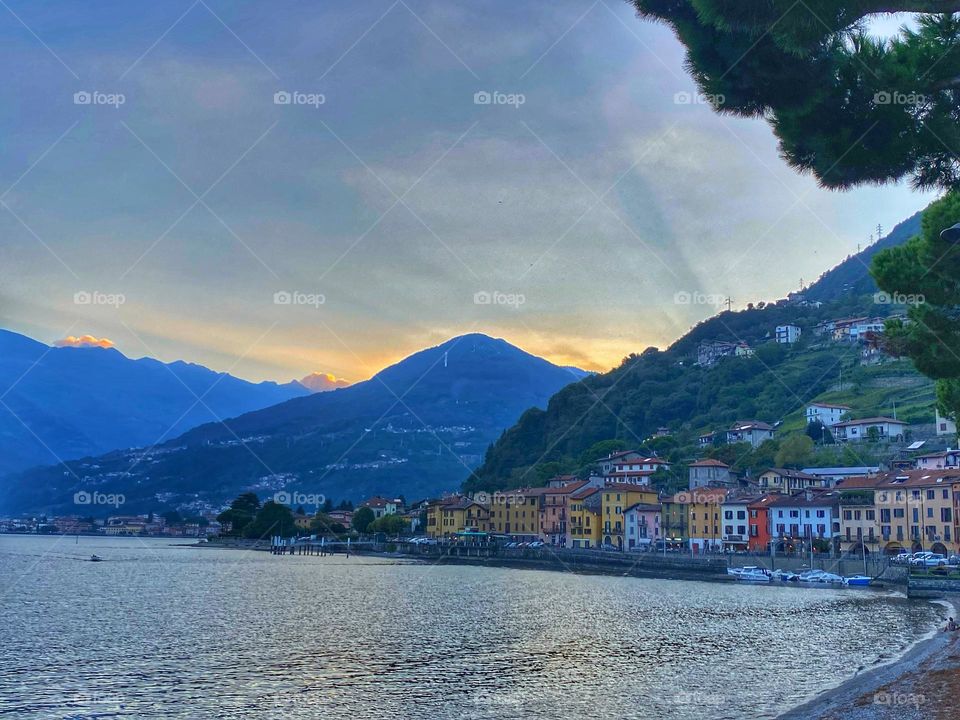 Colorful village in lake Como