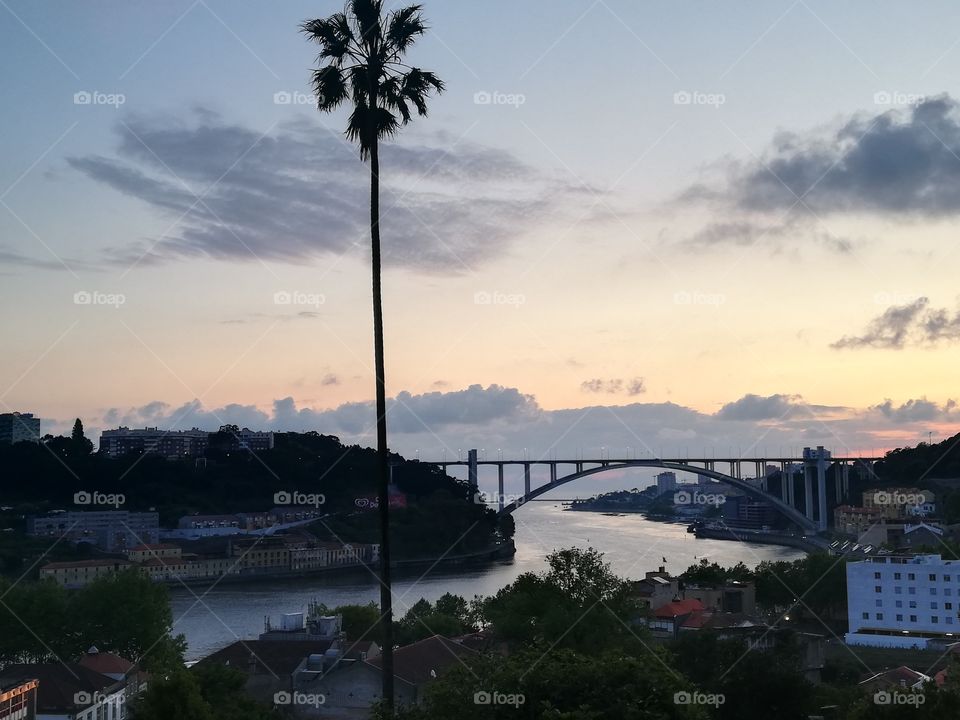 Sunset view Arrábida Bridge