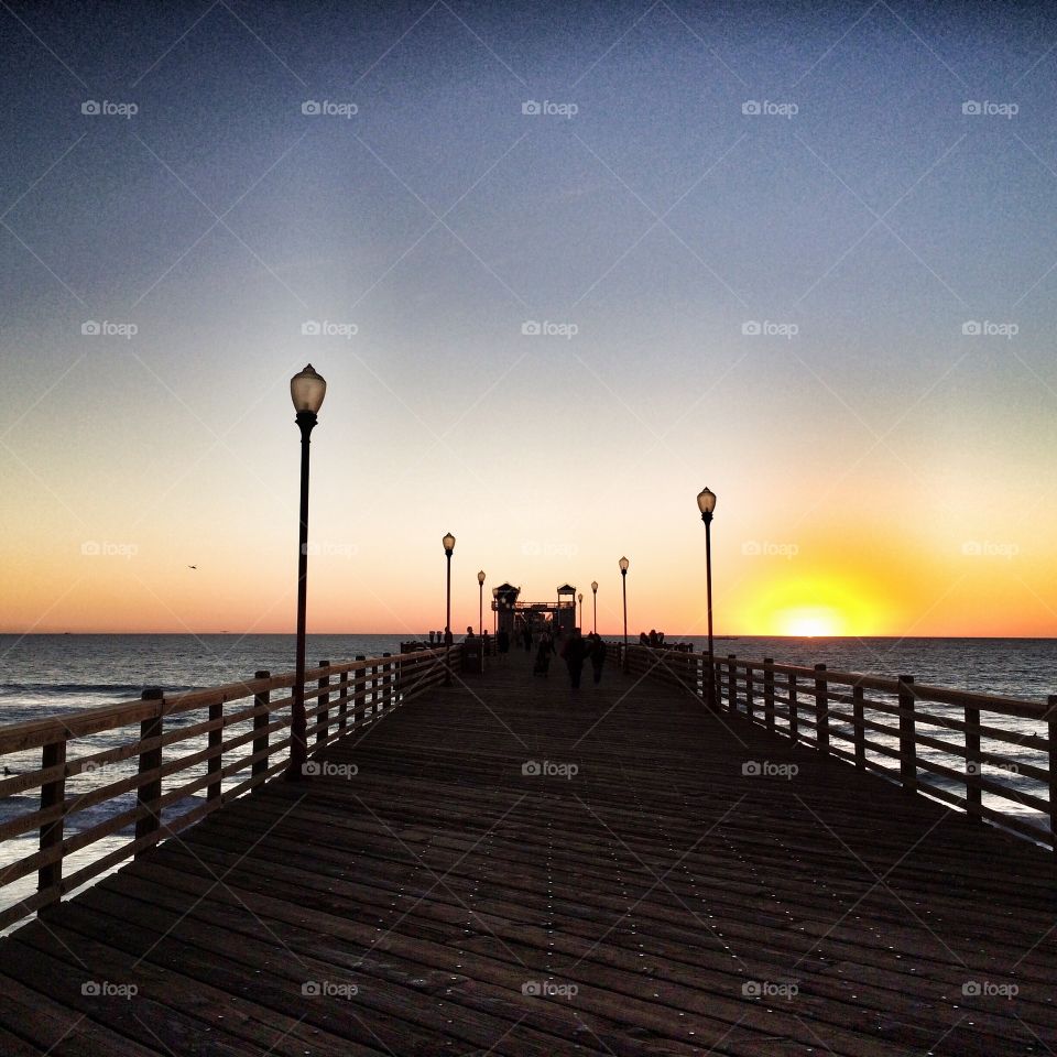 Sunset at pier. 