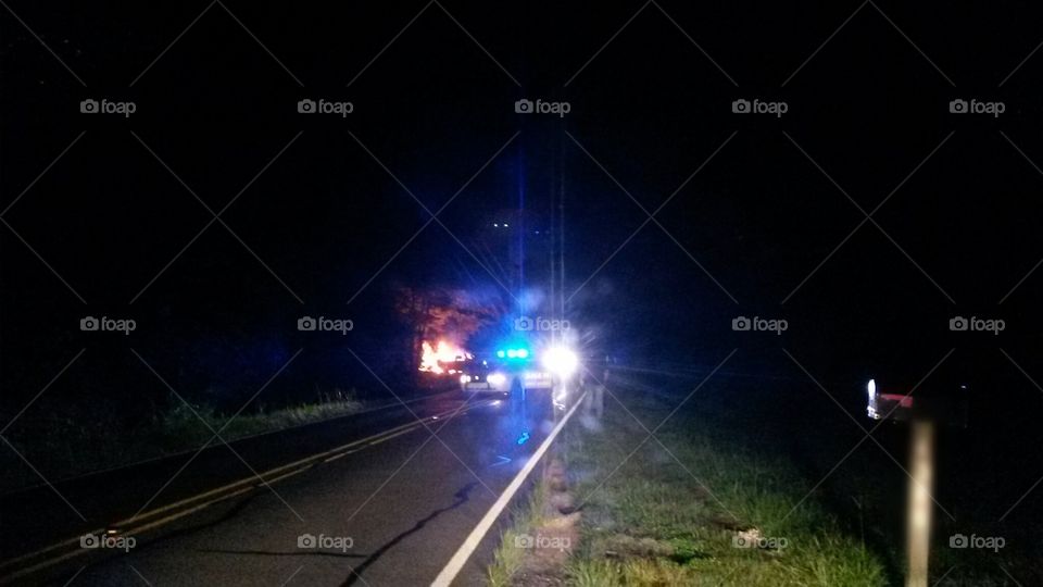 vehicle fire. there was a vehicle fire on the side of the road,  my husband called 911 the was no one in the car, no one was hurt.