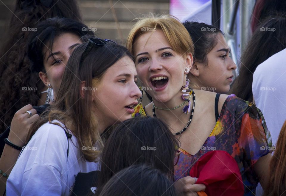 Girls in the crowd