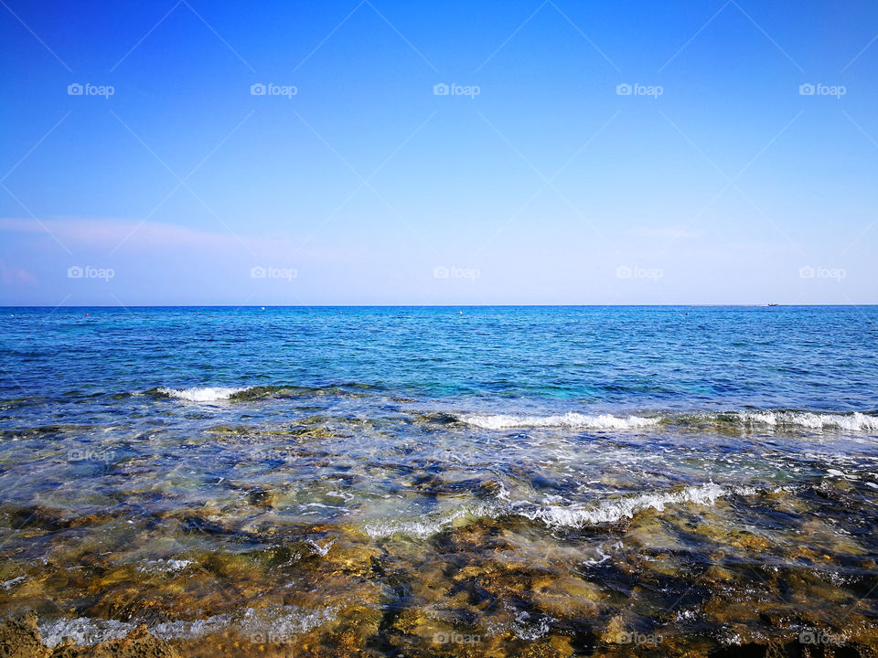 Sea, Sky and Rocks. Sea view.