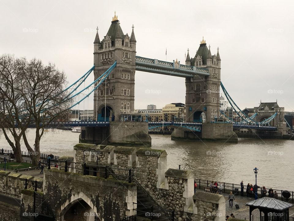 London bridge through a castle window.