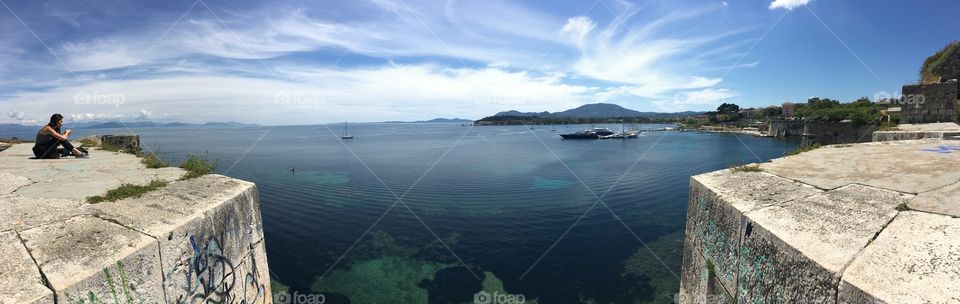 Panoramic view of Corfu Town from the Old Fortress, Greece