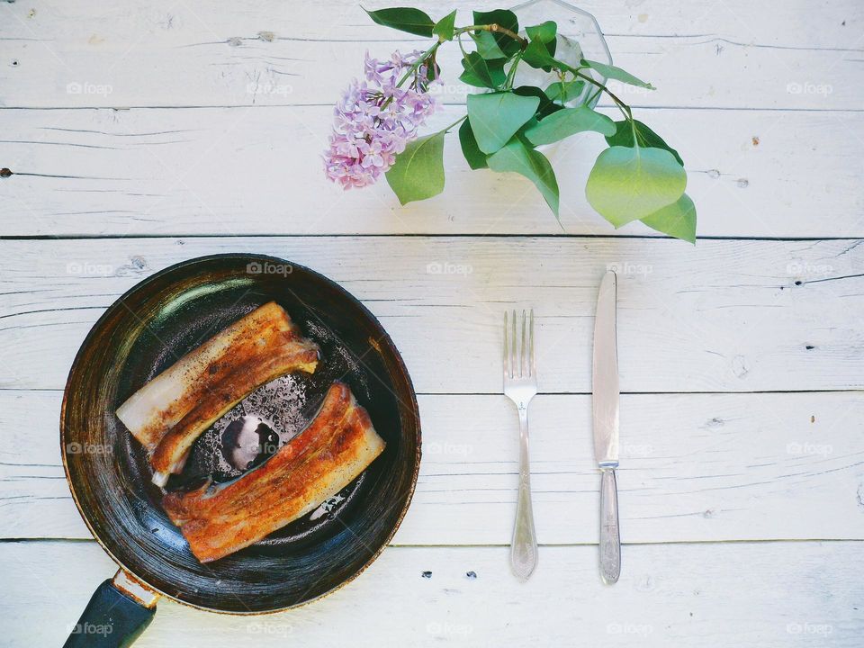 fried pork in a pan