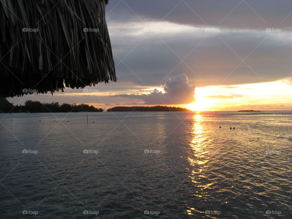 Sunset in Tahitian paradise