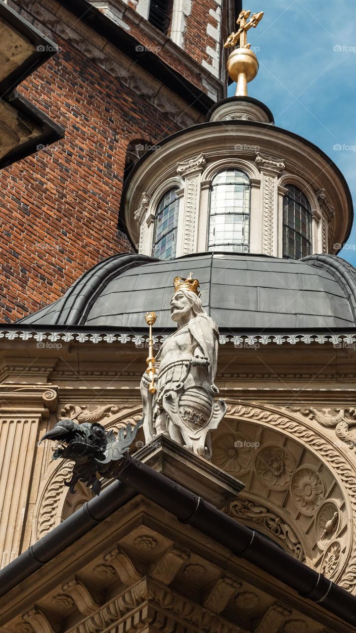 view of the statues and chapels of the cathedral at the wawel castle