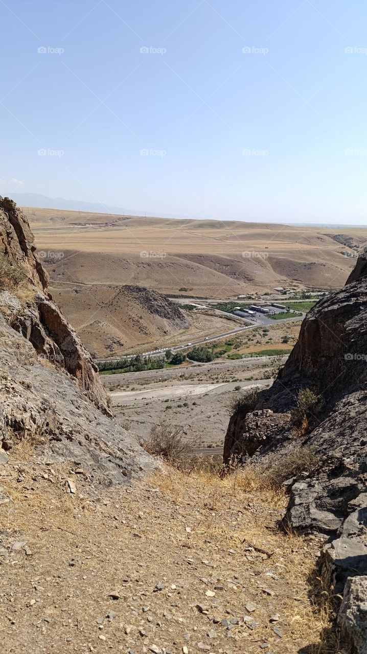 mountain and village