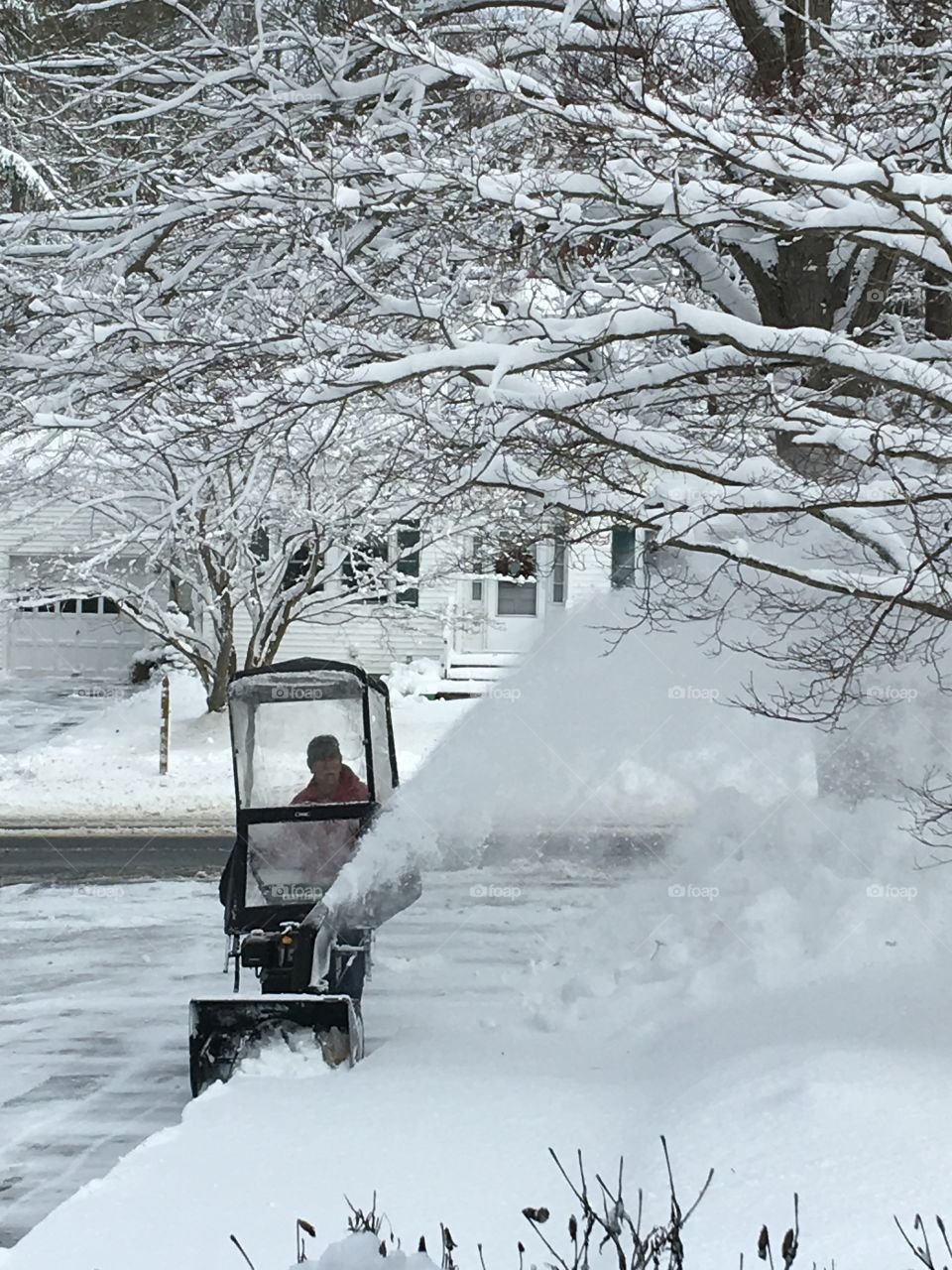Snowblowing Driveway After Storm Jonas

Whole Easter Seaboard got hit by Storm Jonas. This is a pic of final cleanup in our driveway with our snowblower with an extra attached protector around it. Takes hours to do our driveways. Hubby dresses for it, no problem!