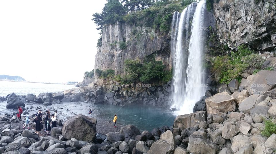 Waterfall Mountain landscape at Jeju, South Korea