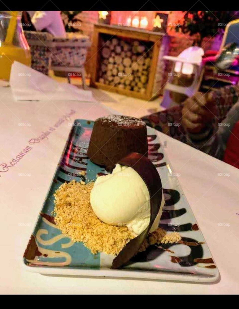 Lava cake and ice cream