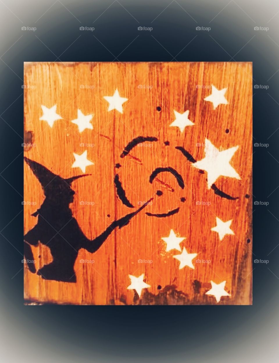 Halloween Wooden block painted and stenciled vintage looking shelf sitter 