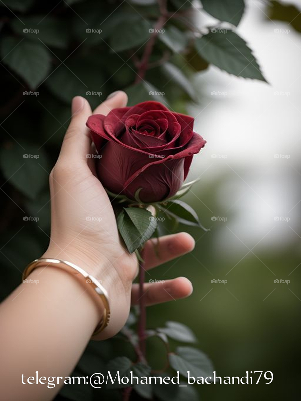 Beautiful red rose in hand