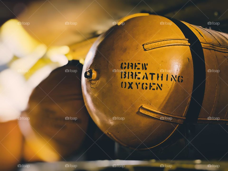 Crew Breathing Oxygen on aircraft, closeup of aircraft signage, USAF planes, United States Air Force Crew Breathing Oxygen, closeup on airplanes 