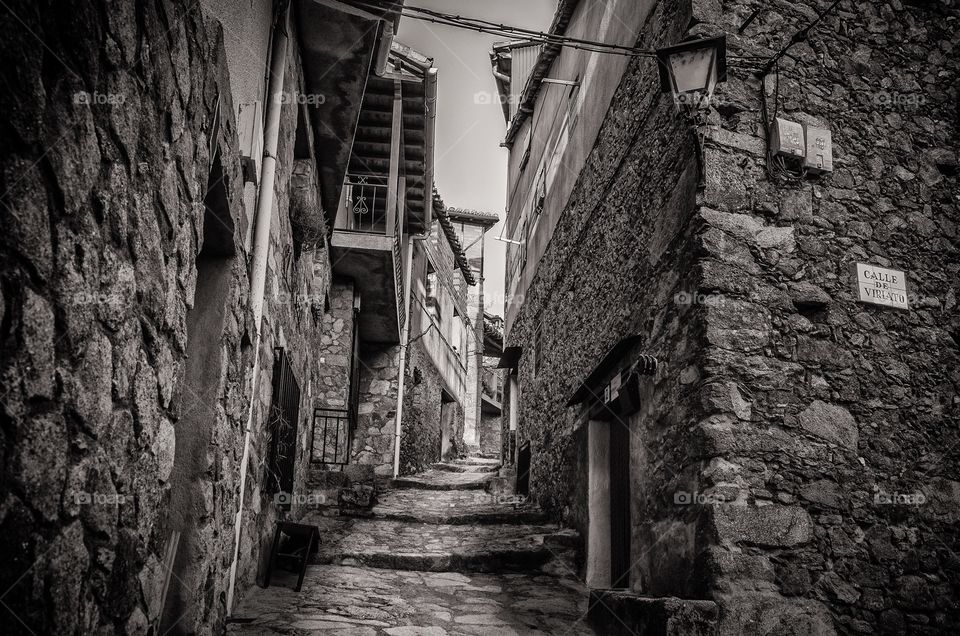 Street of a small old village in Cáceres, Spain