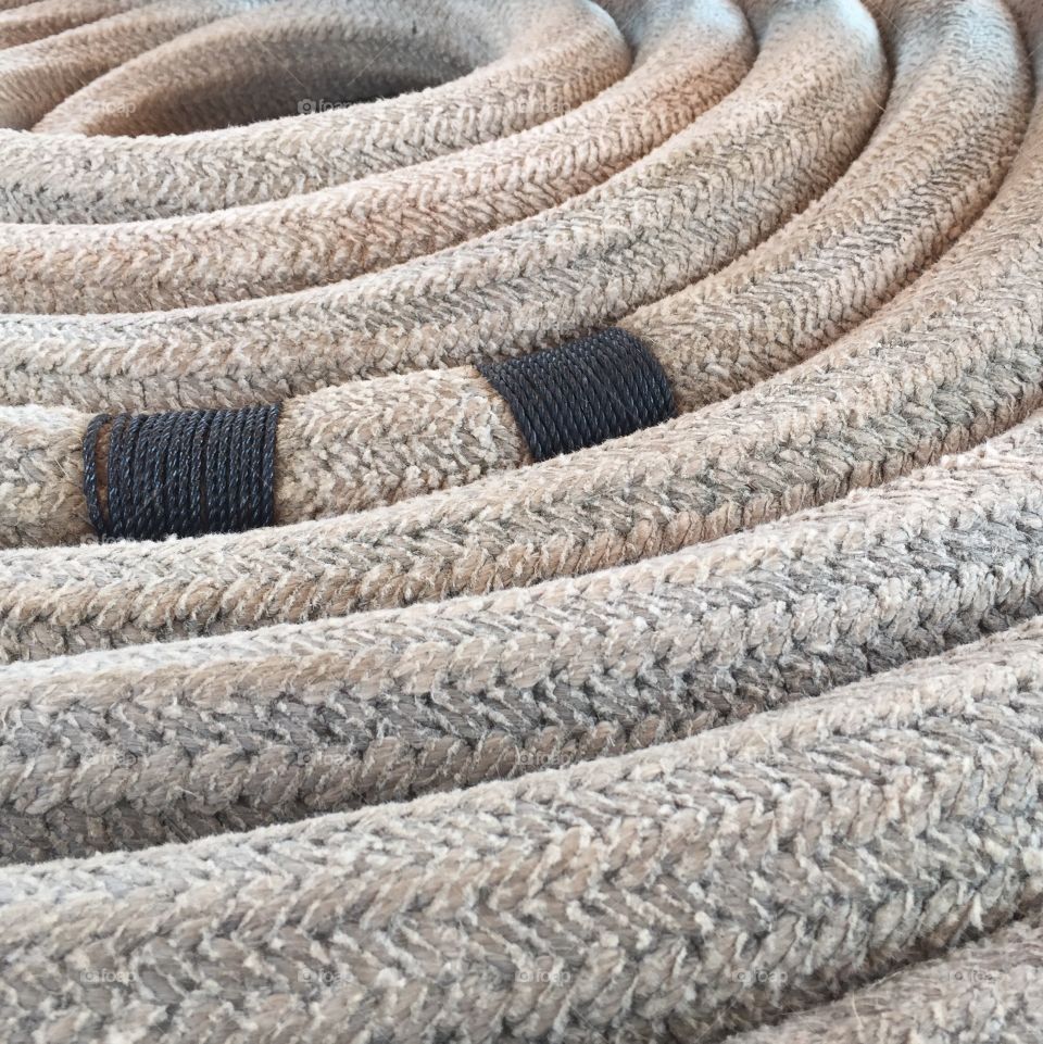 Coil of rope on a ship deck