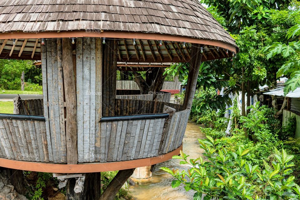 Relaxation hut by the stream