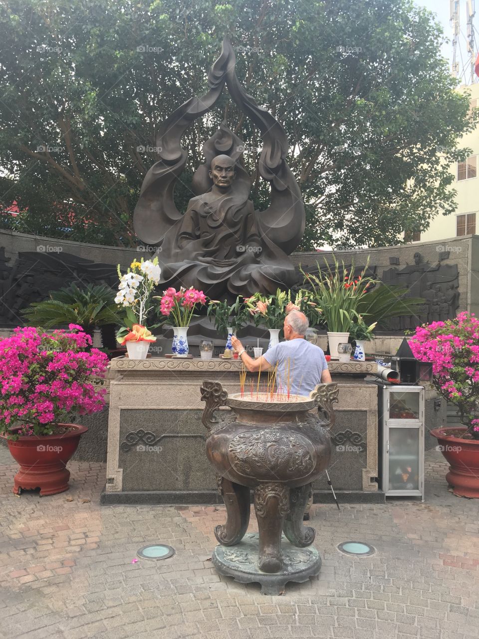A statue of the monk who set himself on fire to protest western involvement in Vietnam 
