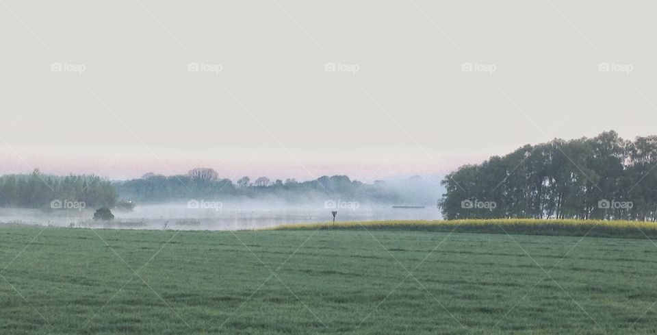 Fog over water. Sea, lake,fog, landscape 