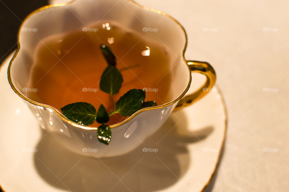 Herbal tea with mint leaves