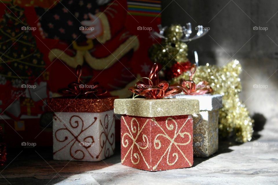 Gift boxes, Christmas decorations 