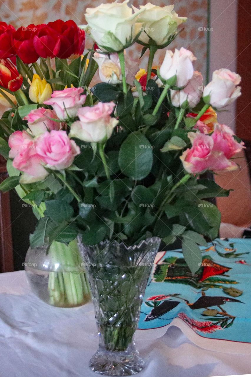 Pink roses in a vase