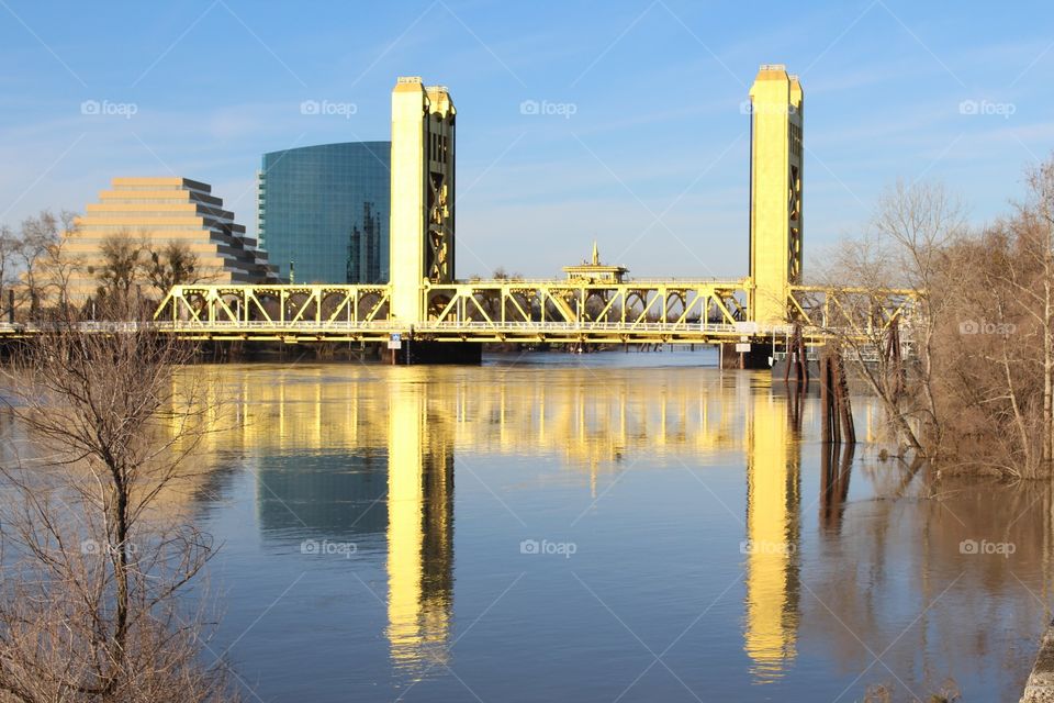 double vision reflection of a gold Bridge