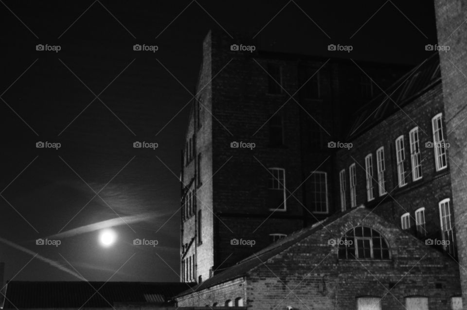 black and white architecture. English architecture at night