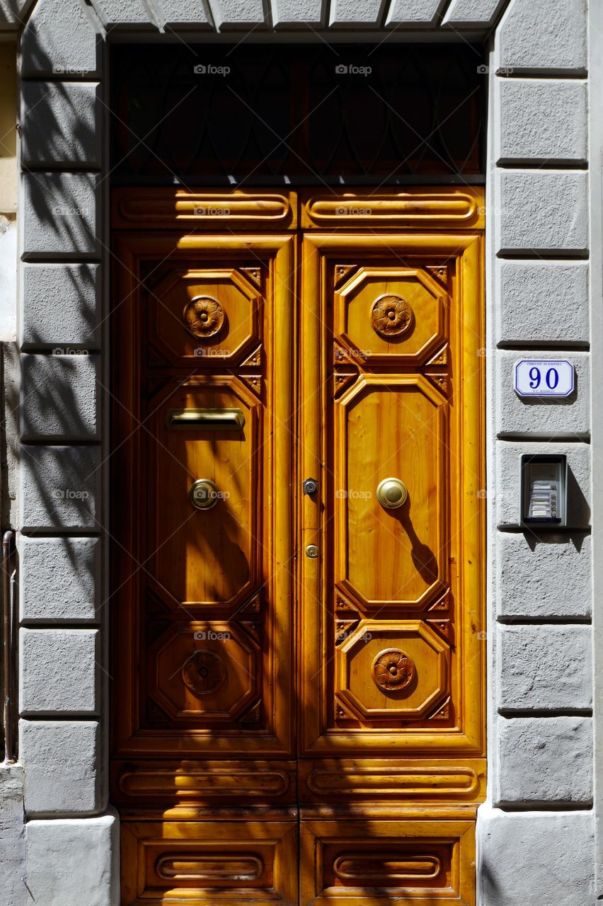 View of residential building entrance in Empoli, Italy.