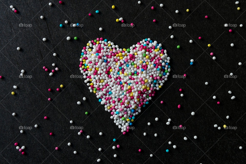 colorful heart of nonpareils
