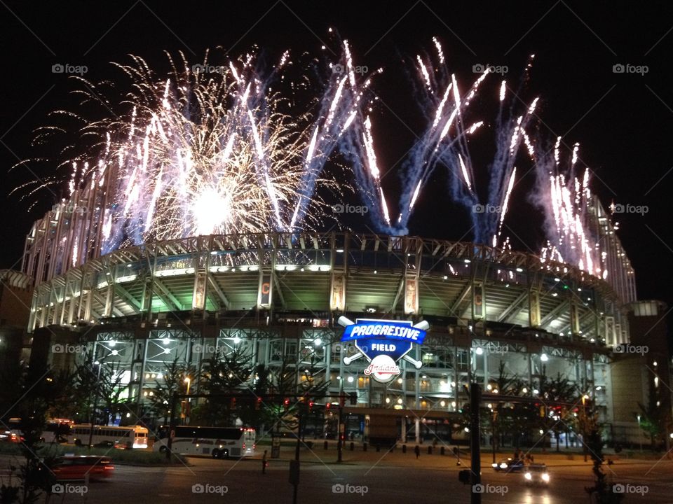 Fireworks over Cleveland's Progressive Field