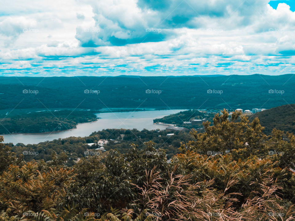 Highlands, New York, sun, sky, clouds, mountains, river, nature summer, top of the mountain , Landscape, view, panoramic view,