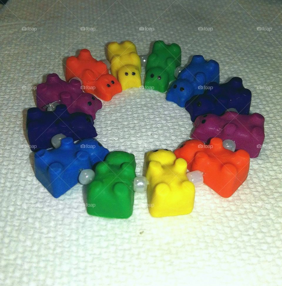 Rainbow polymer clay gummy bears