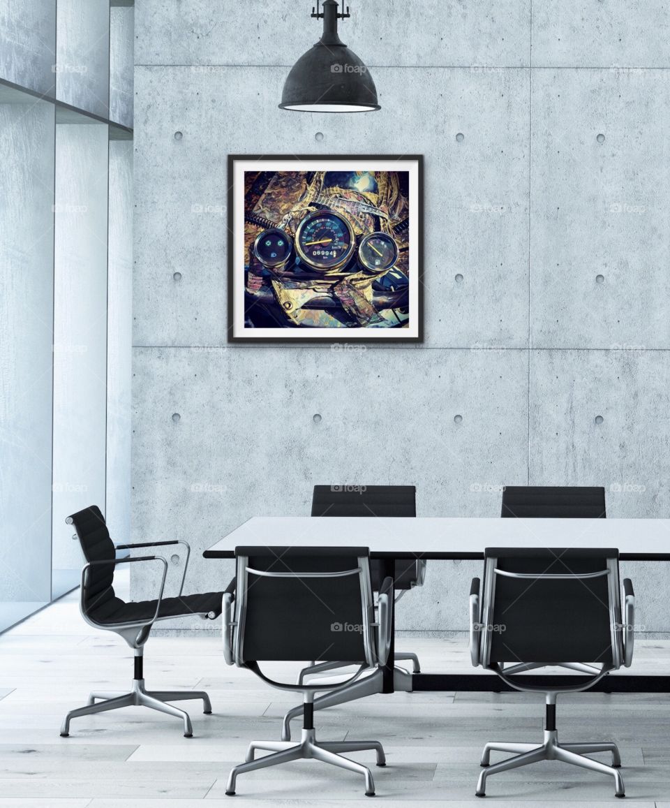 Office Meeting Room With Modern Art, Speedometer Photography, Car Driving Art In An Office, Room Staging