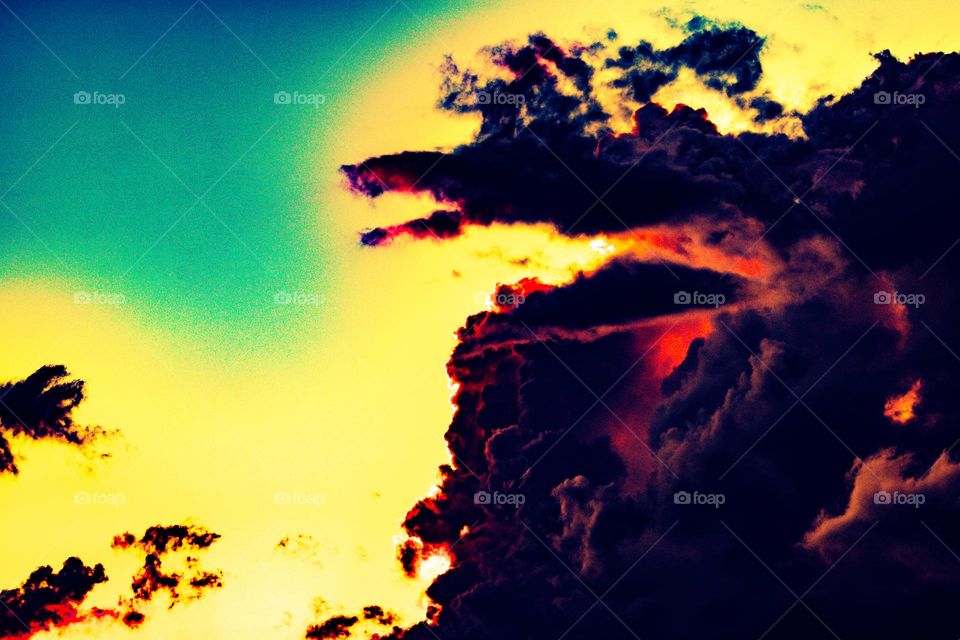 dark clouds approaching the town