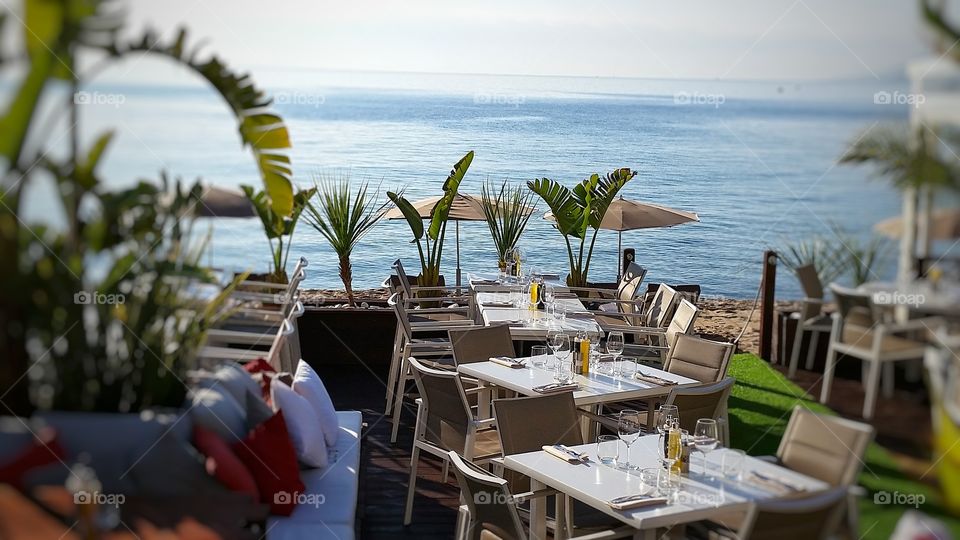 A beach restaurant in Cannes, France