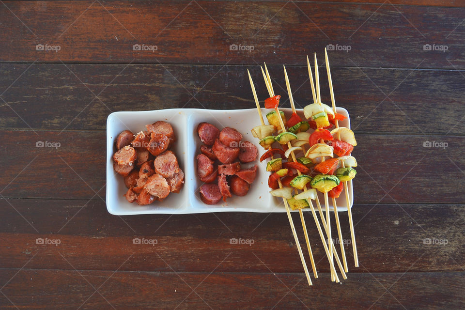 High angle view of meal