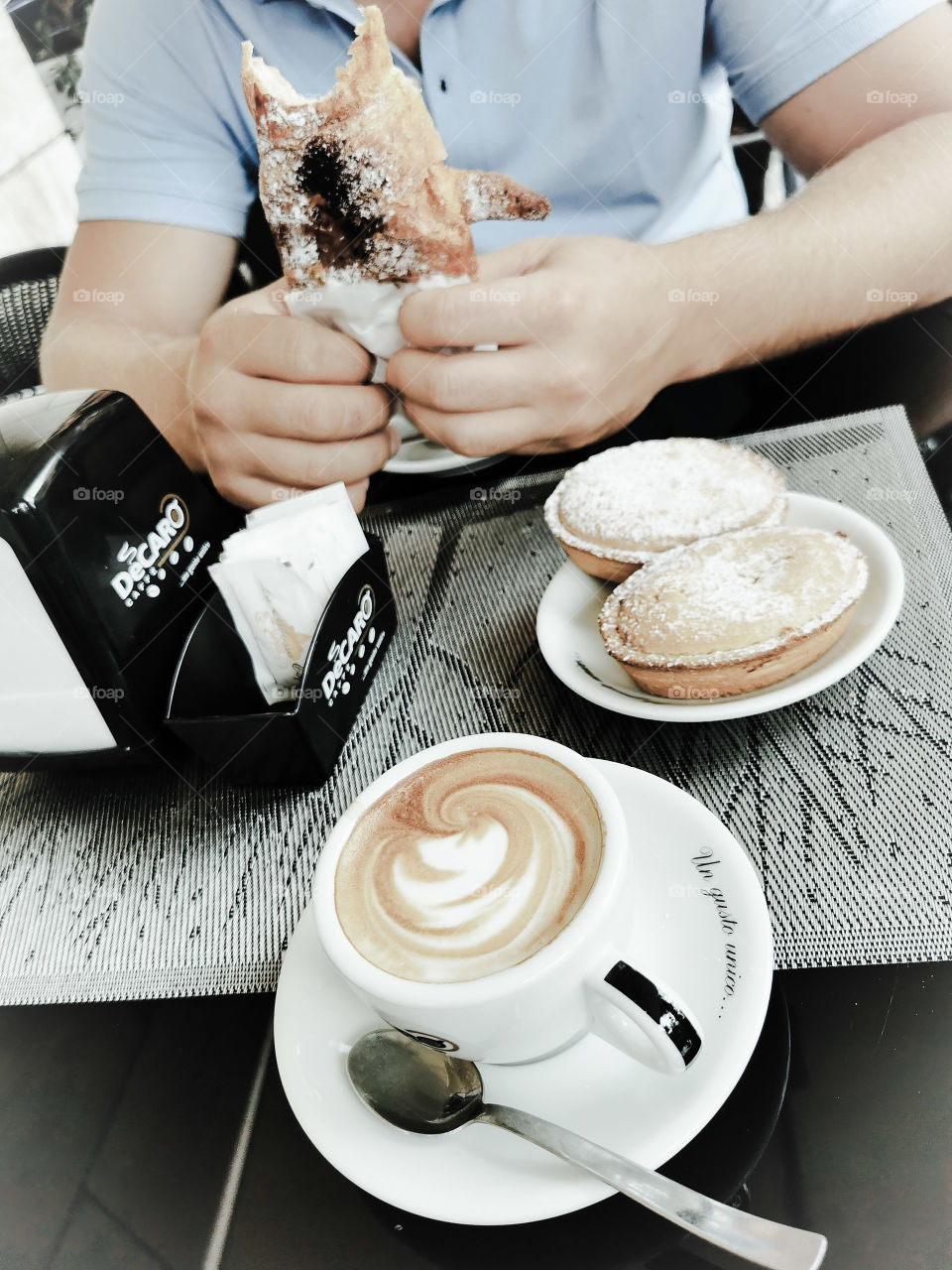 Coffee table served eat tasty view day outdoor outside street capture cafe restaurant