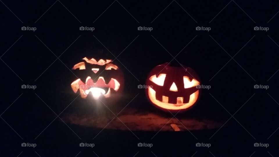 Pumpkins in the dark