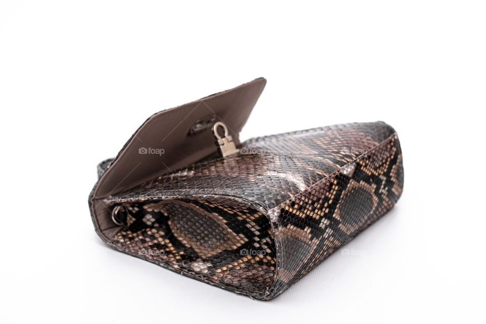 Bag made of python skin.  Handwork.