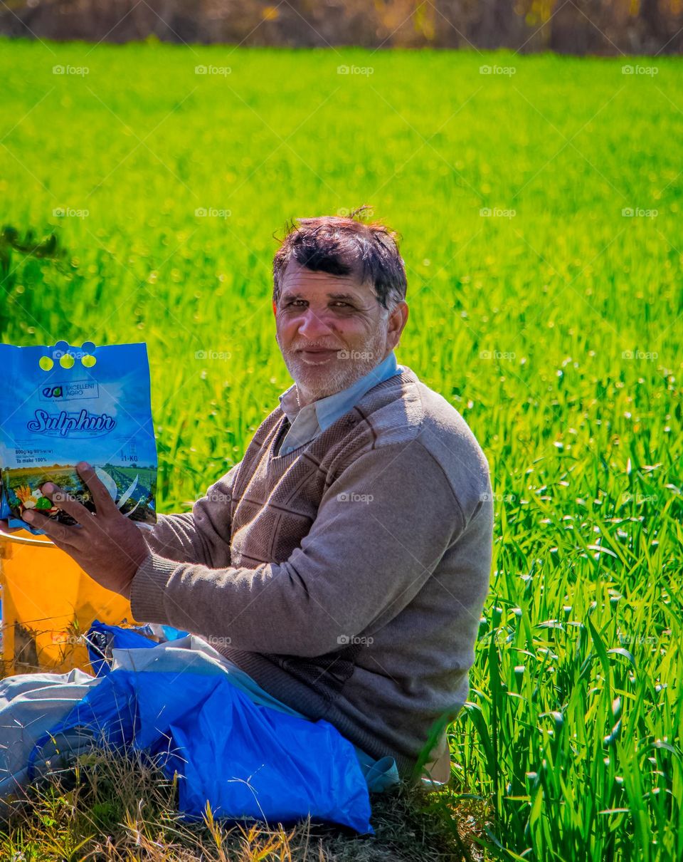 farmer feeling happy