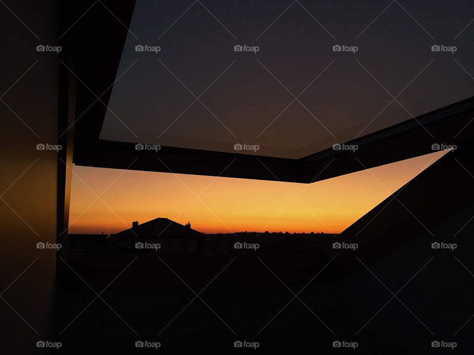 orange sunset from the window