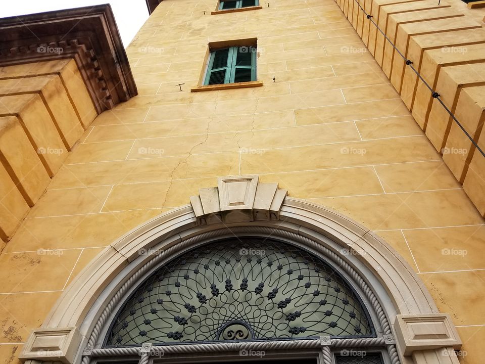 Low angle view of old building façade