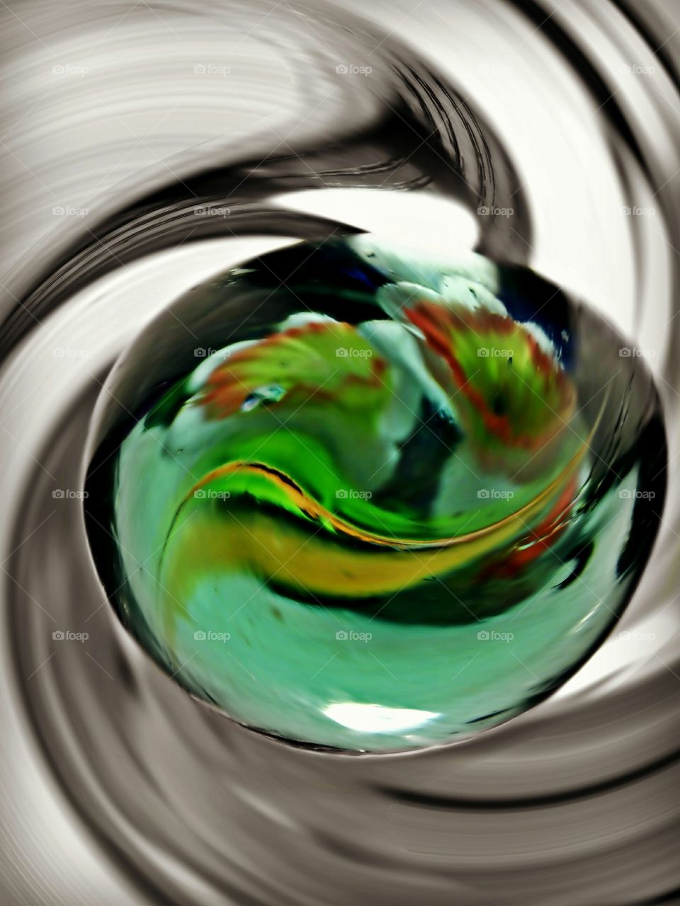 Reflection of a flower on abstract water