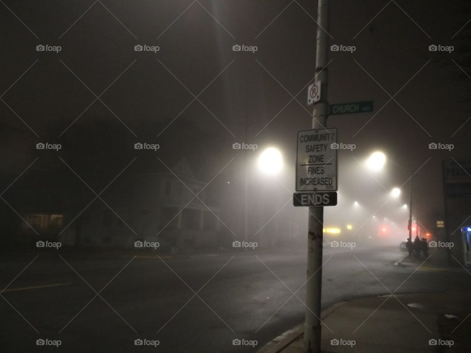 Street, No Person, Storm, Road, Fog