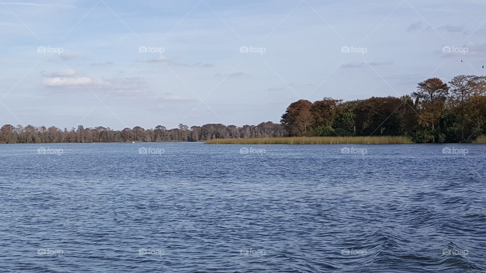 The waters are calm at the Seven Seas Lagoon at the Walt Disney World Resort in Orlando, Florida.