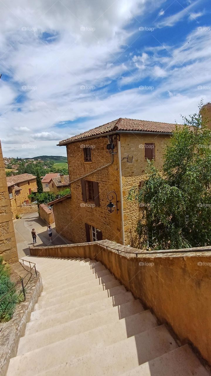 Medieval Village of Oingt in France. Europe.