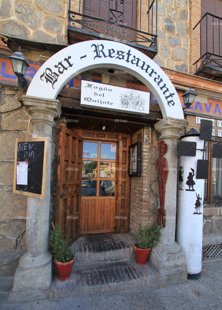 Toledo reflections in a door 