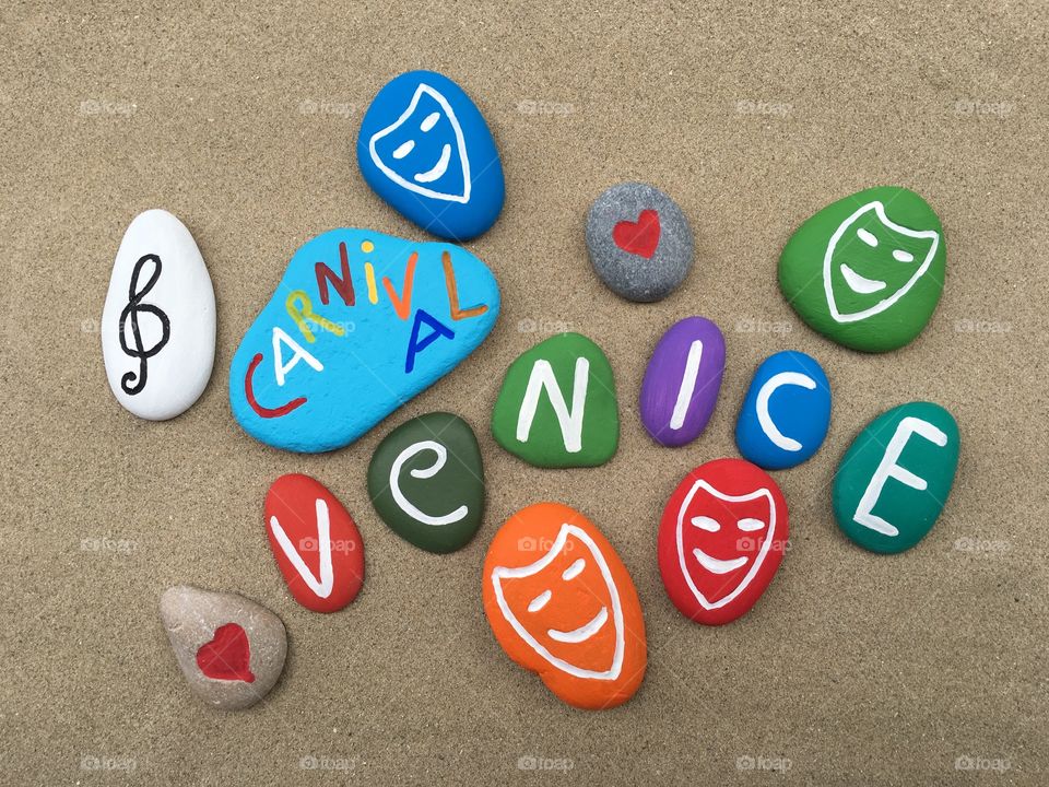 Venice Carnival concept on colored stones 