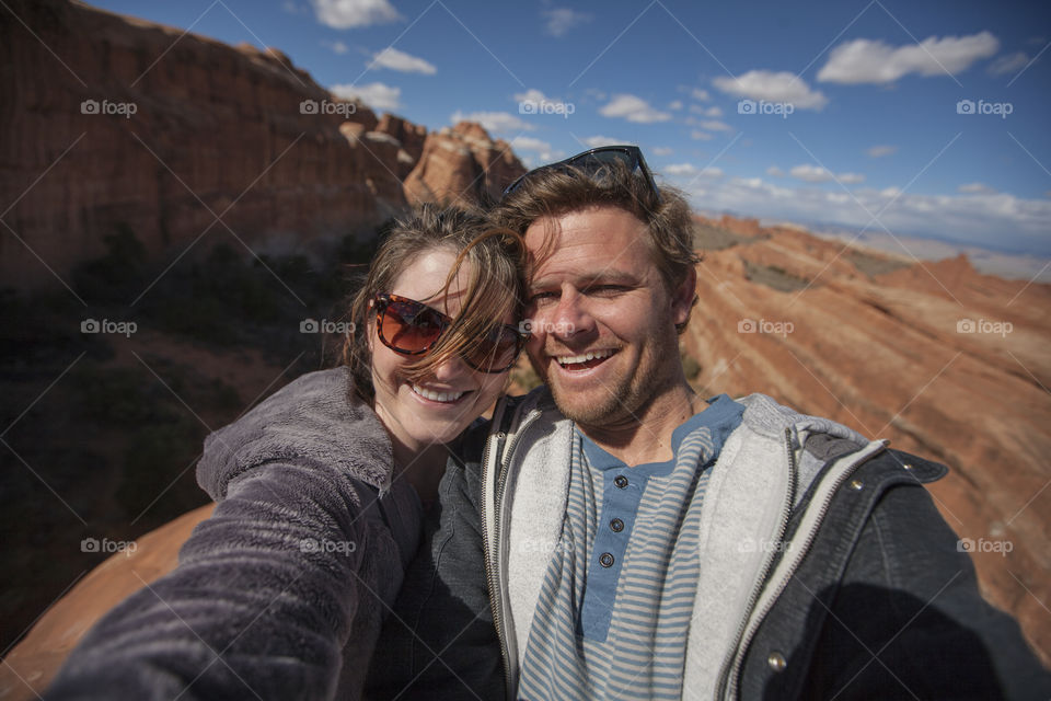 Young couple exploring the desert 